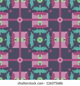 Pastel Geometric seamless pattern with birds