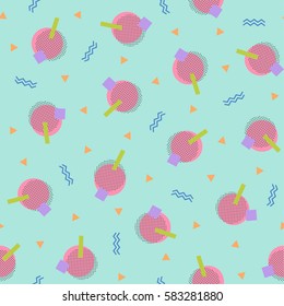 Pastel geometric shape seamless pattern background in memphis style