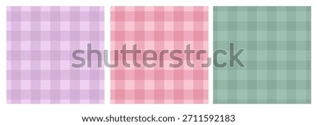 Pastel Gingham Check Seamless Pattern Set in Pink Purple and Green for Digital Paper and Fabric Design