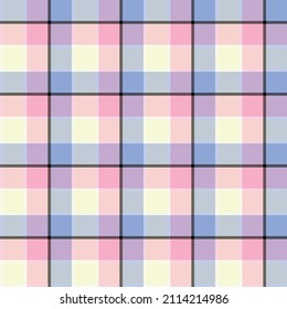 Pastel gingham plaid. Seamless vector checkers pattern suitable for fashion, home decor or stationary.