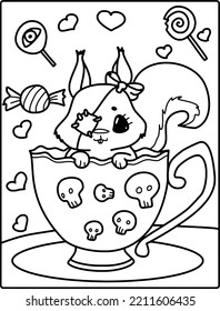 pastel goth Animal coloring page