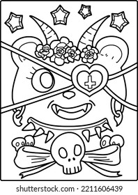 Pastel Goth Animal Coloring Page