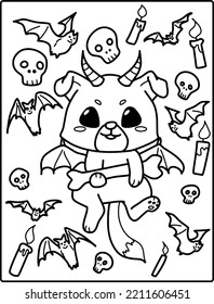 Pastel Goth Animal Coloring Page