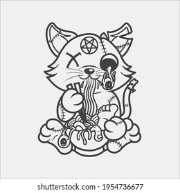 Pastel Goth Cat Coloring Page