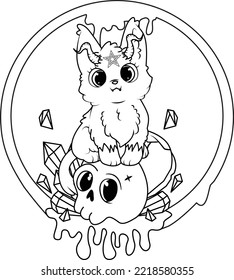 Pastel Goth Cat coloring page for adult