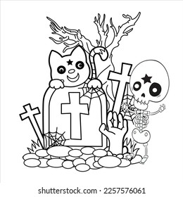 pastel goth cat coloring page