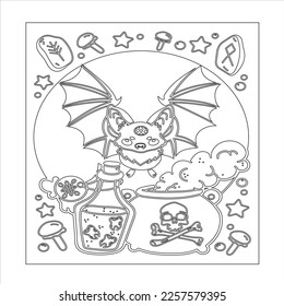 pastel goth cat coloring page