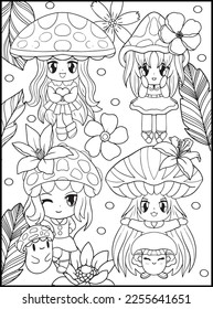 Pastel Goth Chibi Girls Coloring Pages