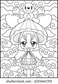 Pastel Goth Chibi Girls Coloring Pages