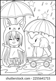 Pastel Goth Chibi Girls Coloring Pages