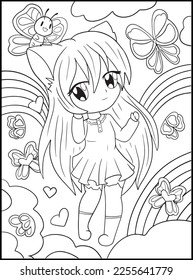 Pastel Goth Chibi Girls Coloring Pages