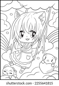 Pastel Goth Chibi Girls Coloring Pages