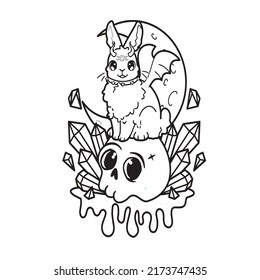 Pastel Goth Coloring page | Creepy Kawaii Coloring page