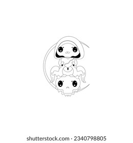 pastel goth coloring page vector 