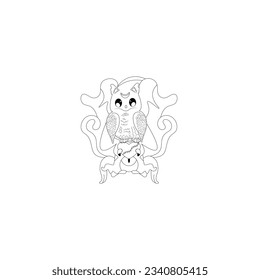 pastel goth coloring page vector 