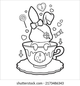 Pastel Goth Coloring page|Creepy kawaii Coloring pages 