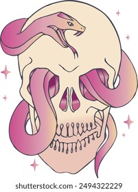 Pastel goth skull and snake