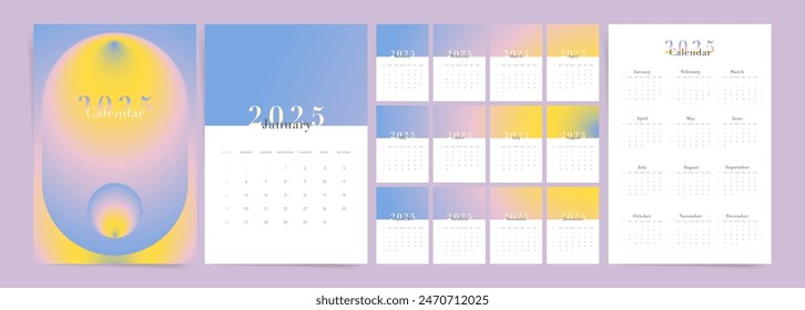 Pastel Gradient 2025 Calendar Template