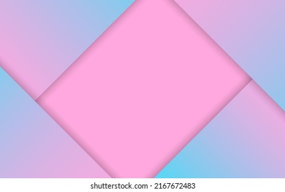 Pastel gradient abstract geometric origami background. colorful flat geometry line style for presentation layout. Blue and pink rectangle template banner. vector illustration