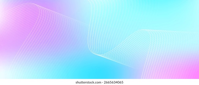 Fondo degradado pastel en rosa, azul y cian con líneas onduladas blancas que fluyen creando un diseño abstracto suave y moderno.
Vector EPS10.