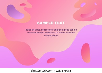 Pastel gradient background Vector illustration Composition with dynamic shapes, oval elements and sample text in warm gradient colours Design template for posters and banners in cartoon style
