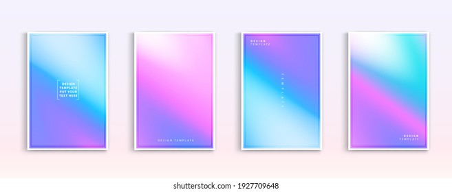 Vektor-Set mit pastellfarbenen Hintergründen. Weich zarte rosa, blaue und violette Farben abstrakter Hintergrund für App, Webdesign, Webseiten, Banner, Grußkarten. Vektorgrafik-Design.