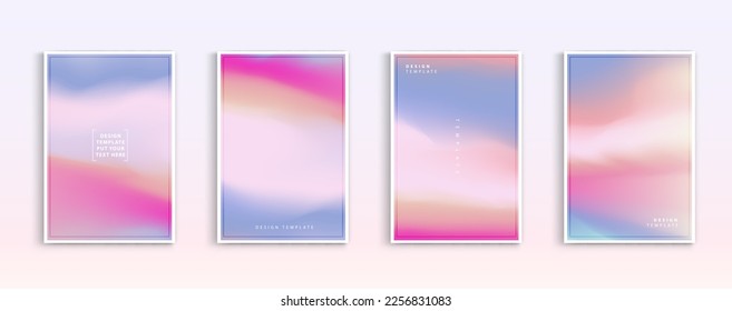 Pastel gradient backgrounds vector set. Soft tender white, orange, pink, purple and yellow colours abstract background for app, web design, webpages, banners, greeting cards. Vector design.