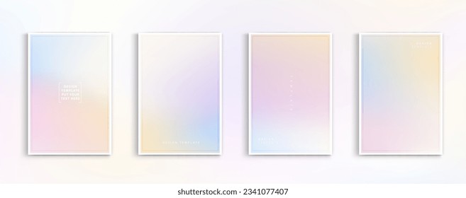Pastel gradient backgrounds vector set. soft color. bright colorful colors. simple modern screen design. sunset and sunrise sky colors. You can use for web design, webpages, banners, greeting cards.