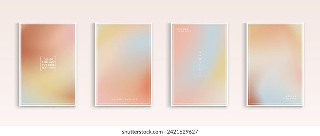 Pastel gradient backgrounds vector set. soft tender yellow, orange, brown and blue colours abstract background for app, web design, webpages, banners, greeting cards. Vector design.