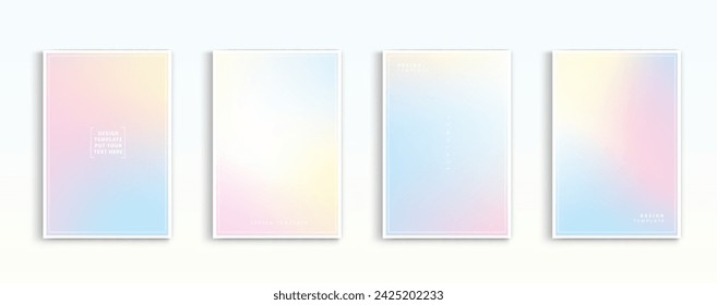 Pastel gradient backgrounds vector set. soft tender yellow, pink, white and blue colours abstract background for app, web design, webpages, banners, greeting cards. Vector design.