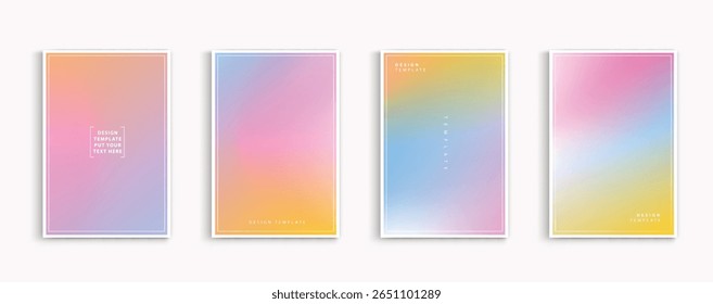 Pastel gradient backgrounds vector set. soft tender yellow, pink, white and blue colours abstract background for app, web design, webpages, banners, greeting cards. Vector design.