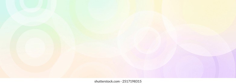 Pastel gradient banner. Circles on blurred background. Flyer cover template with light glowing graphics, creative design. Vector illustration.