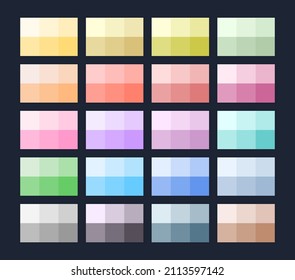 Pastel gradient flat colors palette swatches set