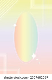 Pastel gradient frame. Purple pink Blue and yellow background with geometric shapes circle star lines. 