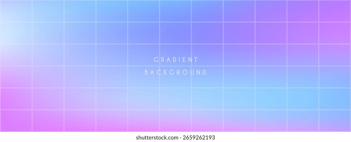 Farbverlauf-Gitter auf abstraktem Y2K-Hintergrund. Hintergrund mit sanften Übergangstönen. Die Farben umfassen Rosa, Indigo, Cyan, Orchidee und Himmelblau. Vektorgrafik.