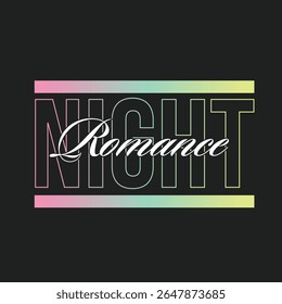 Gradiente de Pastel e Moderna Tipografia Mínima de "Noturno Romance" no fundo preto escuro