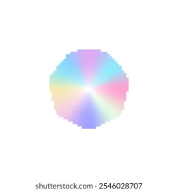 Pastel gradient pixel art circle. Pixelated gradient circle with soft pastel colors blending from the center.