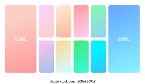 Pastel gradient smooth andspft vibrant color background set  Devices  pc   modern smartphone screen soft pastel color backgrounds vector ux   ui design illustration 