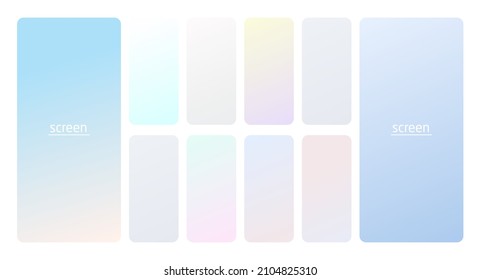 Pastel gradient smooth   soft vibrant color background set  Devices  pc   modern smartphone screen soft pastel color backgrounds vector ux   ui design illustration 