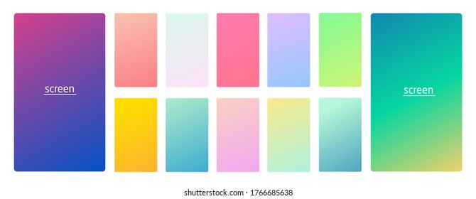 Pastel gradient smooth   vibrant soft color background set for devices  pc   modern smartphone screen soft pastel color backgrounds vector ux   ui design illustration isolated white 