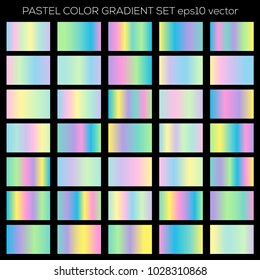 Pastel gradient vector set. Abstract pastel background surface pack with 35 different backdrops.