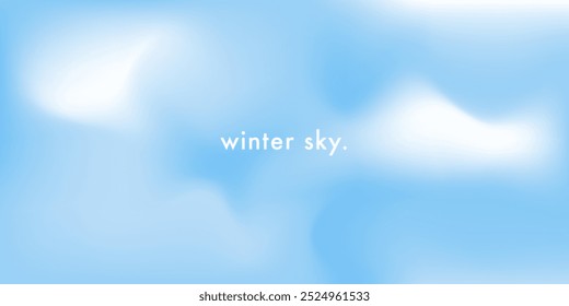 Pastel gradiente padrão do céu de inverno. Abstrato céu azul claro. Nuvens. Banner de vetor de cor azul claro. Plano de fundo de gradiente de difusão borrado. Tela de fundo horizontal macia do vetor. Design minimalista