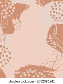 Pastel Grange Brush Vector Collage Background. Beauty and Fashion Company Branding Design Style. Creative Business Concept Soft Color for Social Media