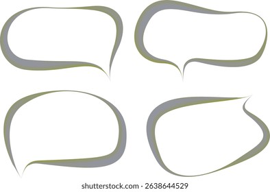 pastel gray green decorative thick outline speech bubbles set