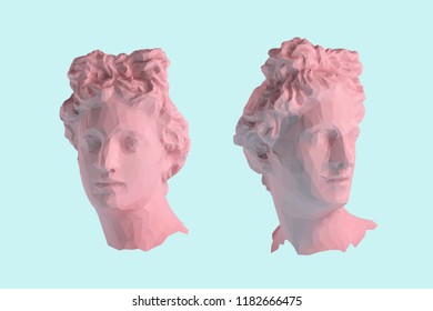 Pastel Greek Apollo Head Vector 3D Rendering