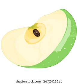 Pastel green apple slice vector, perfect for health and organic themes.
