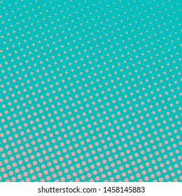 Pastel Green Background with Coral Color Dots , Retro Style , Pop Art Background, Vector Illustration