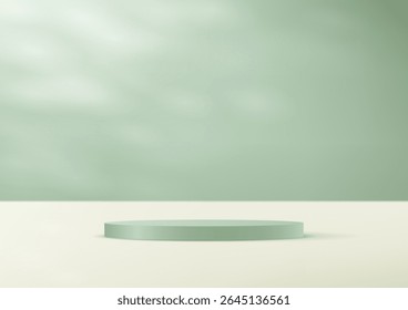 Pastel Verde e Bege vetor de fundo 3d com espaço de pódio branco para a venda de produtos no site. Ilustração vetorial.