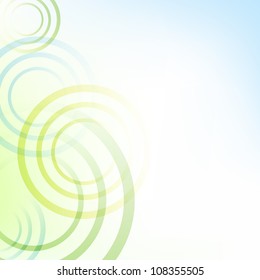 Pastel Green And Blue Background With Circles, Vector Illustration