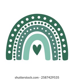 Pastel Green Boho Rainbow with Heart